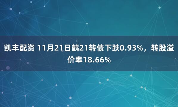 凯丰配资 11月21日鹤21转债下跌0.93%，转股溢价率18.66%